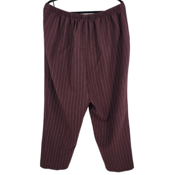 Vintage Pride & Joy Pin Striped Wide Straight Leg Trousers Sz20w Womens Brown - Picture 6 of 8